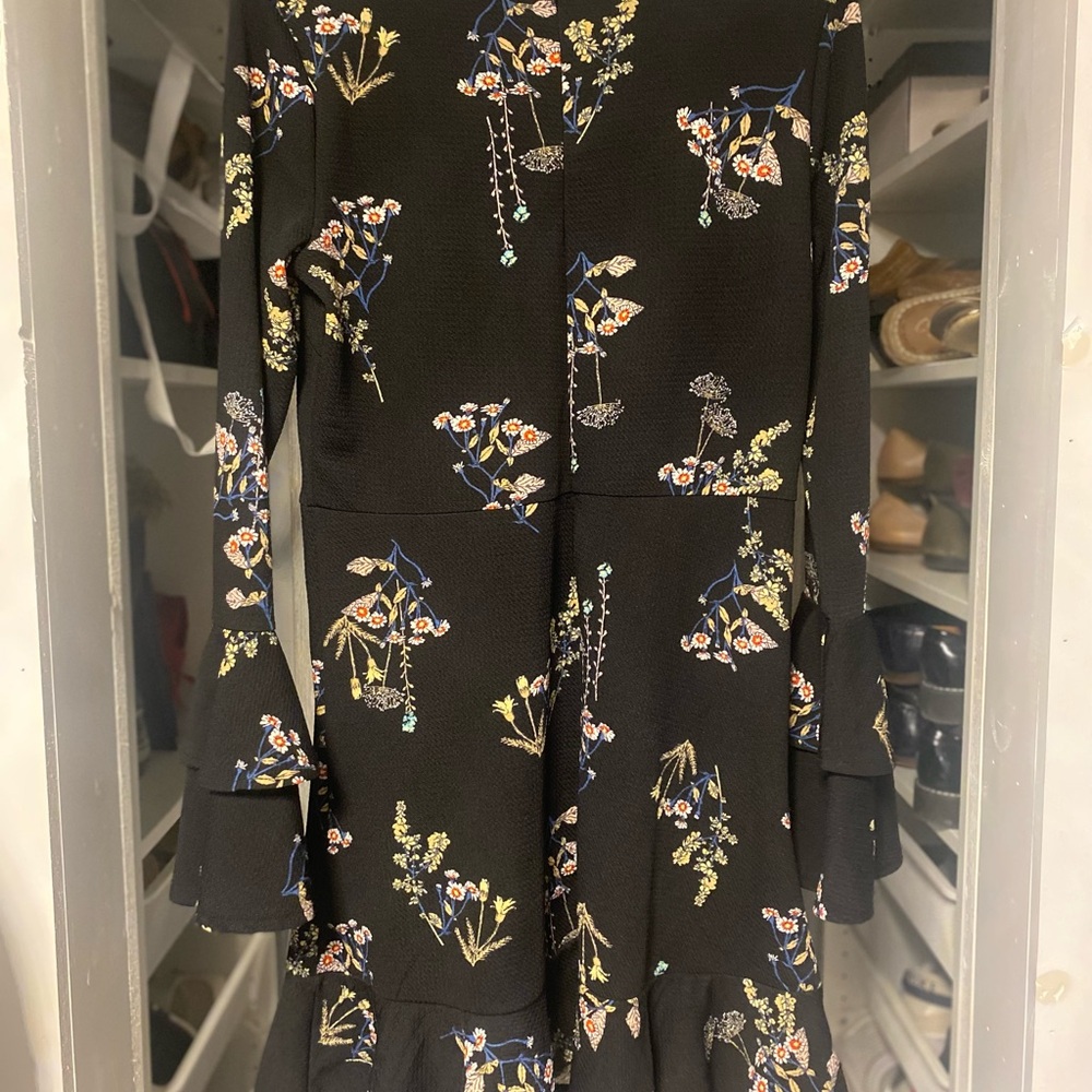 VENUS Black Fit and Flare Long Sleeve Cocktail Dress
